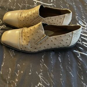 Stacy Adams Cream and Brown Textured Loafers